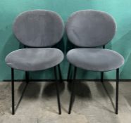 2 x Calligaris Grey Velvet Crush Chairs
