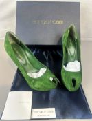 Pre-Owned Sergio Rossi Peep Tote Shoe 110 Green Suede EU 35 UK 2