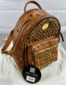 Pre-Owned MCM Swarovski Crystal Stark Mini Backpack Cognac Leather