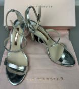 Pre-Owned Sophia Webster Rosalind Crystal Mid Sandal 90 Silver Leather EU 37 UK 4