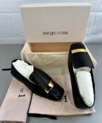 Pre-Owned Sergio Rossi Mocassini Flat Black Calfskin Leather EU 38.5 UK 5.5