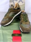 Pre-Owned Valentino Rockstud Sneaker Khaki Camo Suede EU 37 UK 4