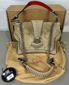 Pre-Owned Christian Louboutin Rubylou Ecru Suede Handbag