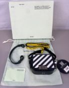 Pre-Owned Off White Binder Clip Flap Mini Bag - LD01 - Black / White Canvas
