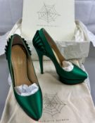 Pre-Owned Charlotte Olympia Platform Sandal 130 Green Satin EU 35 UK 2