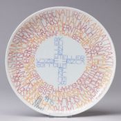 Künstlerteller Nr. 8 - Ferdinand Kriwet. Rosenthal AG, Selb 1975.