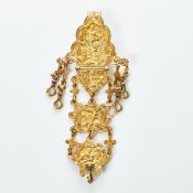 Antikes vergoldetes Bronze Chatelaine - Statuskette mit Zeus auf einem Adler reitend