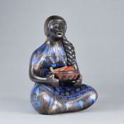 Schwarze Keramikfigur - Mexikanische Frau