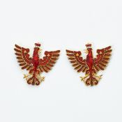 Ein Paar Adler - Rot emailliert und beiden Seiten