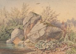 Artists of the 20th centuryA. Schmid - Stones - Watercolor/paper. 18 x 25 cm (mat opening), 41 x