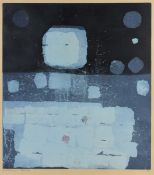 Artist of the 20th century- Geometry in blue - color silkscreen/paper. 63 x 56 cm,77.5 x 62 cm,