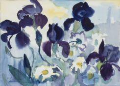 Gerd Kadzik1929 Mannheim - Flowers - Watercolor/paper. 47 x 65 cm (mat cut-out). 75 x 92 cm (overall