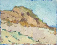 Minna Köhler-Roeber1883 Reichenbach - 1957 Friesen - Coastal landscape - Oil on chipboard. 14.5 x