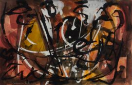 Artist of the 20th century- Abstract composition - (1963) Gouache/paper. 32 x 49.5 cm (mat cut-out).