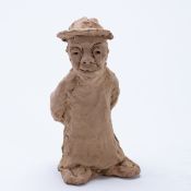 Li Xiaochao1968 Xianyang - Man with hat - Clay. H. 20 cm. Signed with a press mark on the underside.