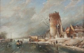 Artist of the 20th centuryMonogramist A.R. - Winter - Oil/wood. 30.5 x 48 cm, 50 x 67.3 cm (