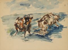 Wilhelm Kohlhoff1893 Berlin - 1971 Schweinfurt - Cows - Watercolor/paper. 33 x 44.5 cm (mat