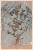 Horst Janssen1929 Hamburg - 1995 Hamburg - Self-portrait - Watercolor/brownish paper. 39.4 x 25.8
