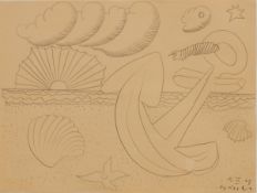 Arnold Leissler1939 Hanover - 2014 - Beach scene - (1968) Pencil/paper. 30 x 40 cm. Signed and dated