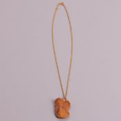 Kette mit Buchsbaum-Anhänger - Frosch auf Seerosenblatt