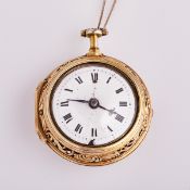 Frühe Repoussé-Taschenuhr (Spindeluhr) mit Repetition