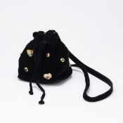 SEP COEUR PARIS - Beutel / Abendtasche aus Samt mit Strass-Herzen