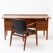 Mid Century Schreibtisch mit Sessel