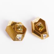 Paar Scherrer-Ohrclips mit Schmucksteinen 