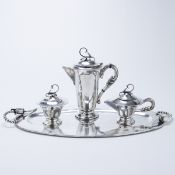 3tlg. Jugendstil Kaffeeservice auf Presentoir