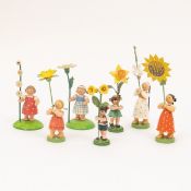 7 unterschiedliche Erzgebirge Blumenkinder - u.a. Wendt und Kühn