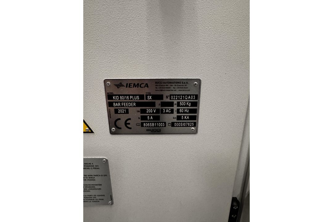 2021 Iemca KID 80/16 Plus SX Bar Feeder SN: 022121QA03 - Image 3 of 7