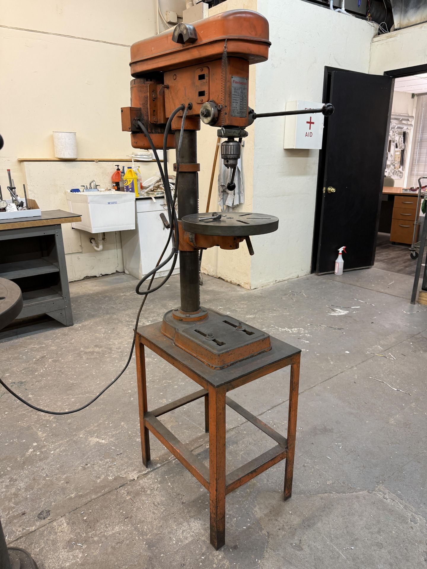 1979 Fleetwood Heavy Duty Drill Press Model 50 1/2 HP With Jacobs Chuck on Heavy Duty Stand