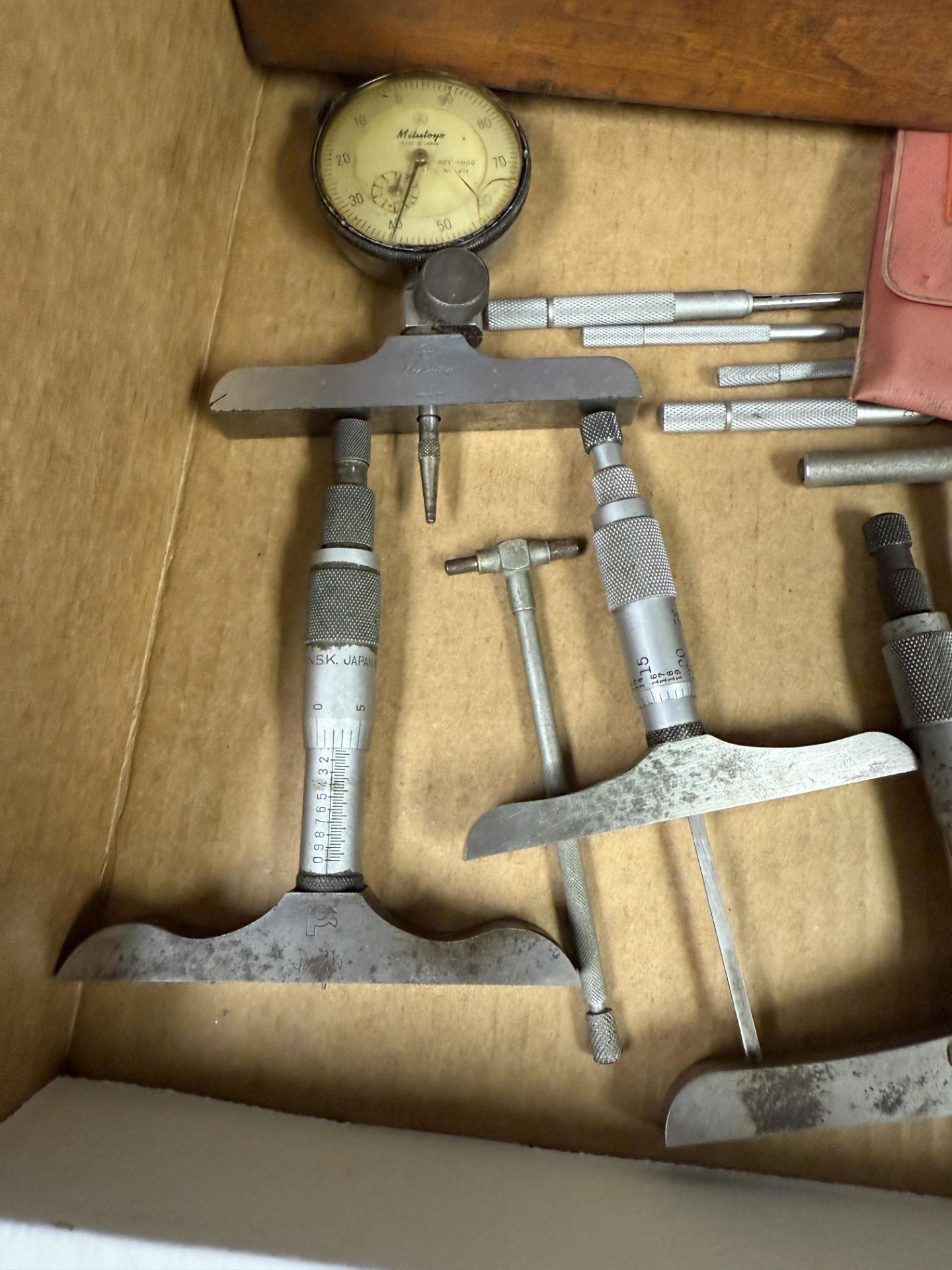 Box of Carious Size Depth Gages NSK, Starrett, Mitutoyo, ST Industries Inc With Mitutoyo Drop Dial - Image 2 of 6