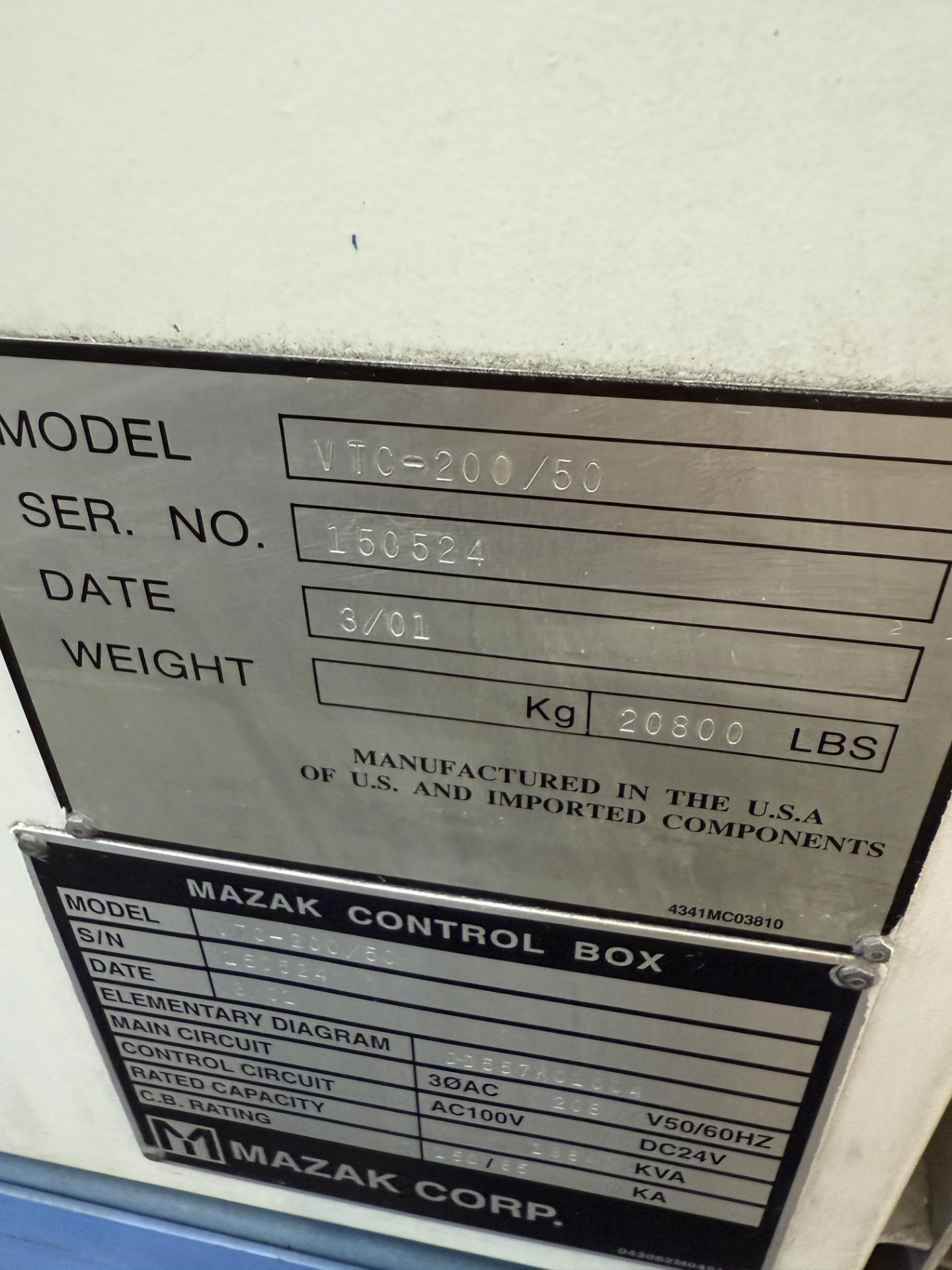 2001 Mazak VTC-200 Vertical Machining Center (Inoperable, Needs Gearbox), 50 Taper, Chip Conveyor, - Image 6 of 16