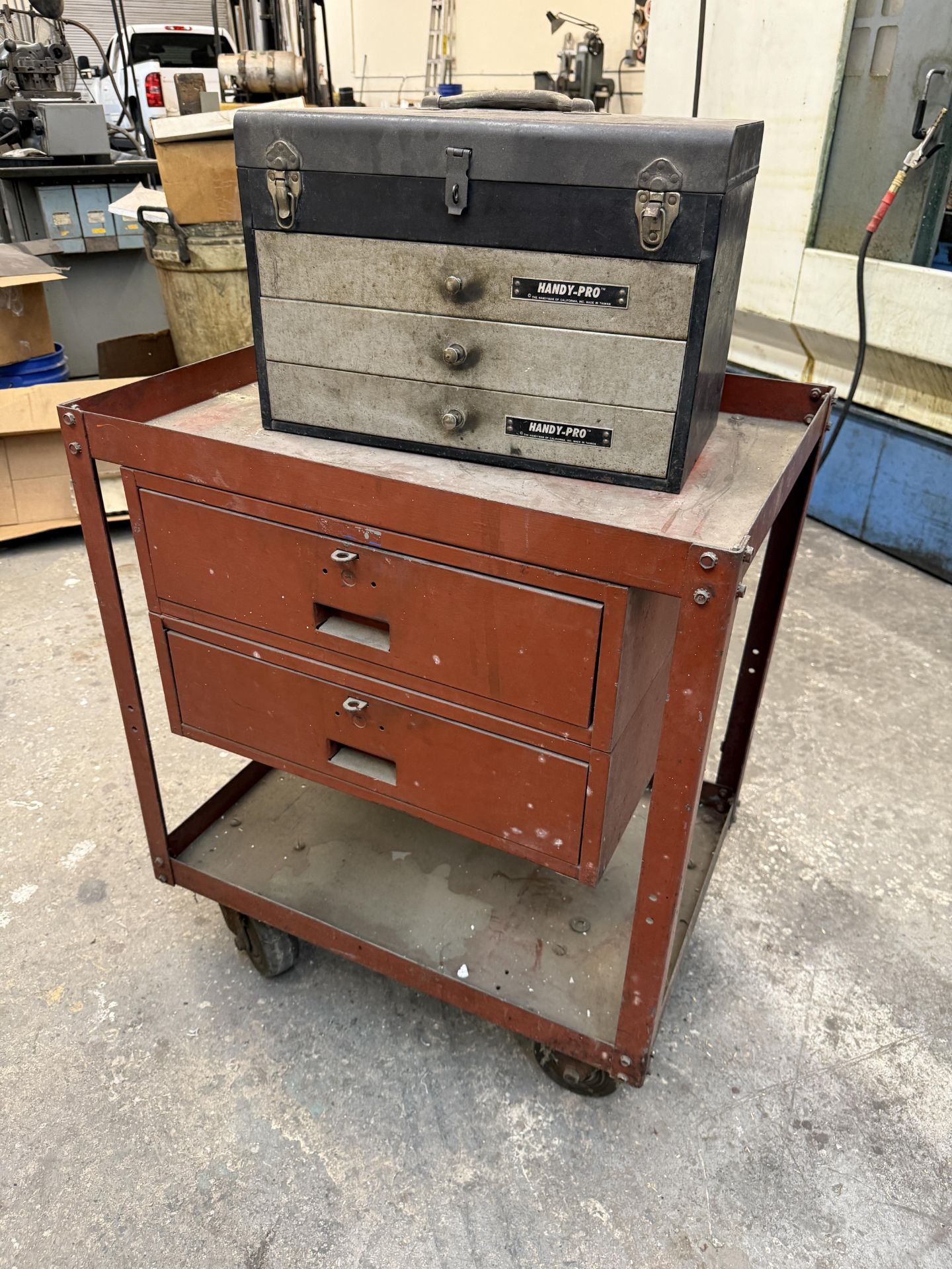 Heavy Duty 2 Drawer Rolling Cart With Handy Pro 3 Drawer Tool Box