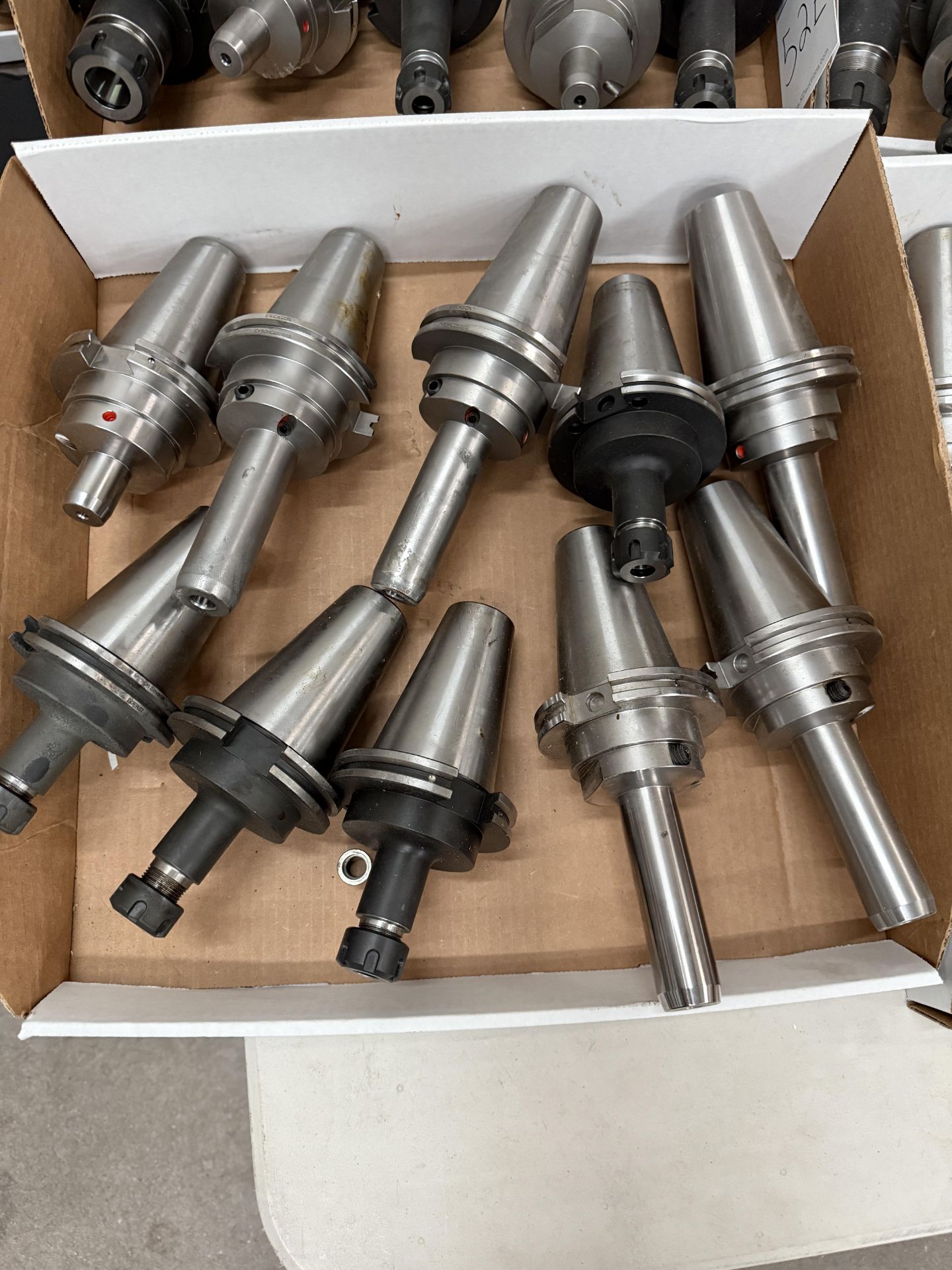 (10) Lightly Used Kennametal Erickson Through Coolant Cat 50 Holders ER-16 Collets with Various Size
