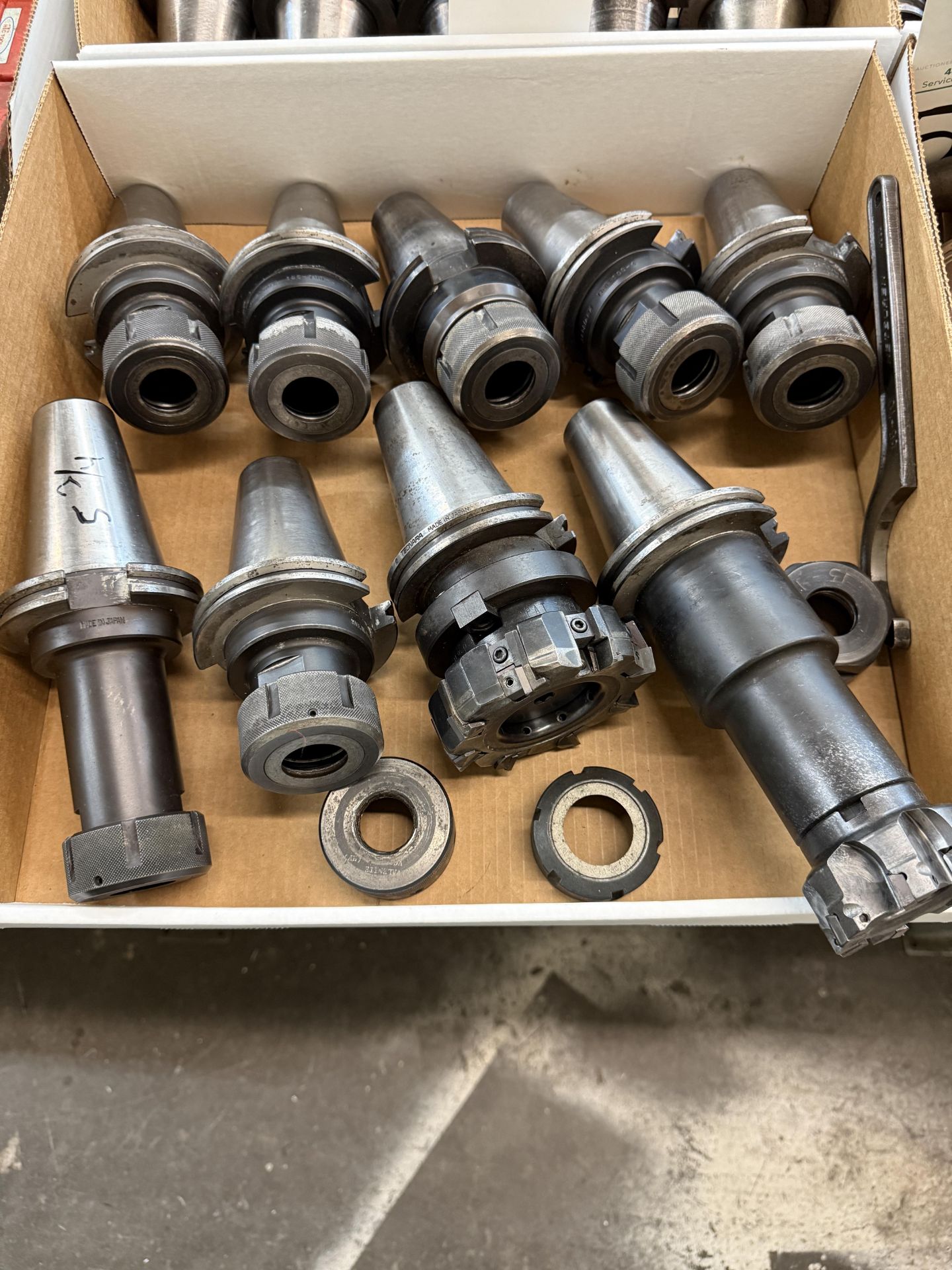 (9) Various CAT 50 Tool Holders, Tecnara, Collet Style & (2) Shell Mill Holders ( (1) 8 Flute & (