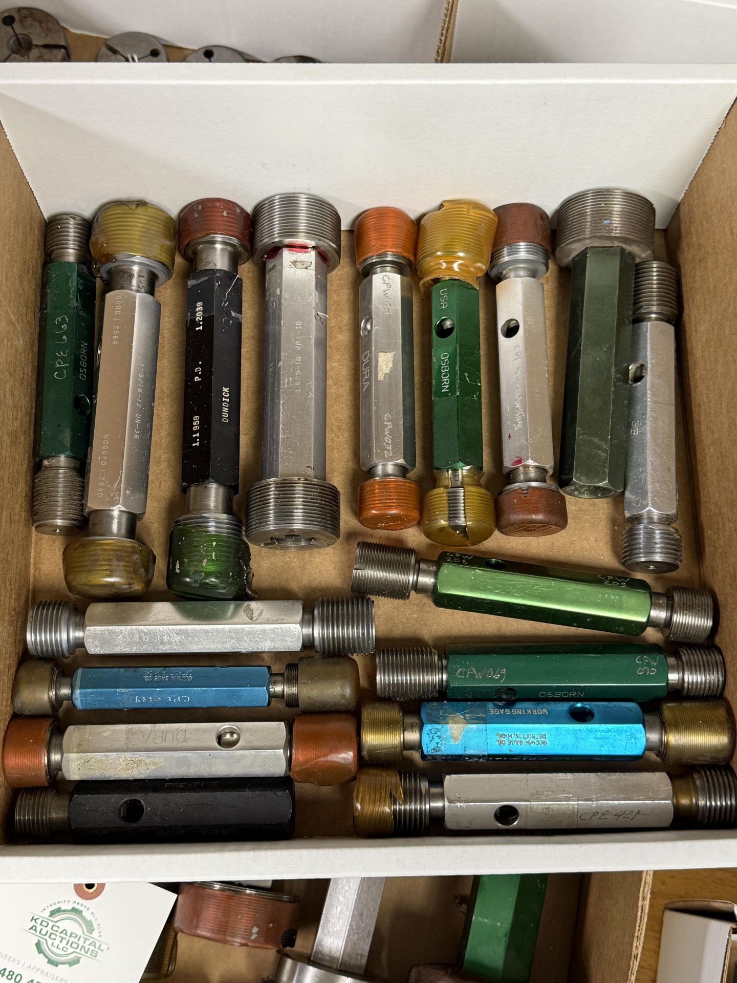 Box of Various Size Large Threaded Plug Gages Go & No Go