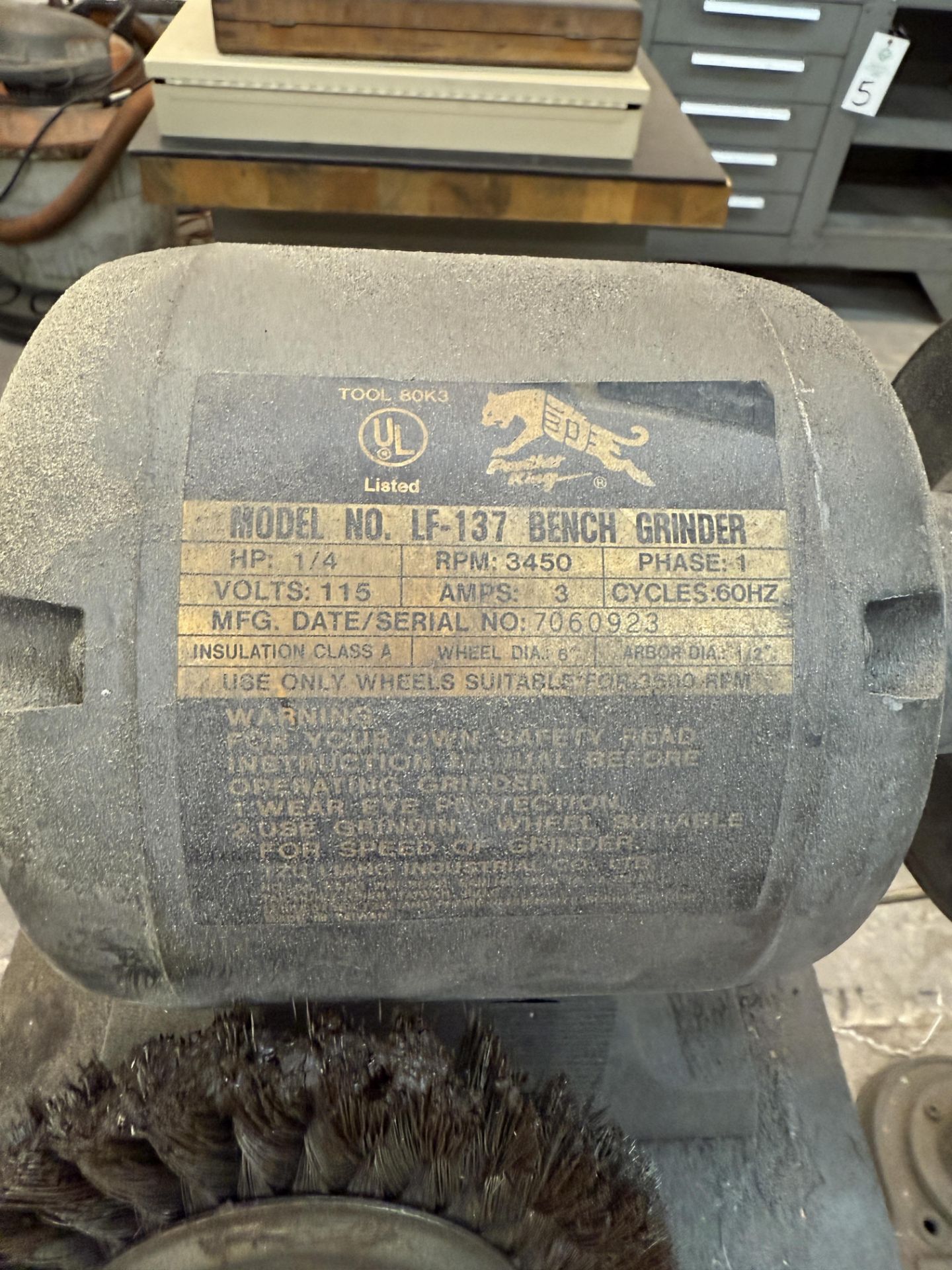Panther King Model LF-137 Bench Grinder 1/4 HP on Stand - Image 3 of 5