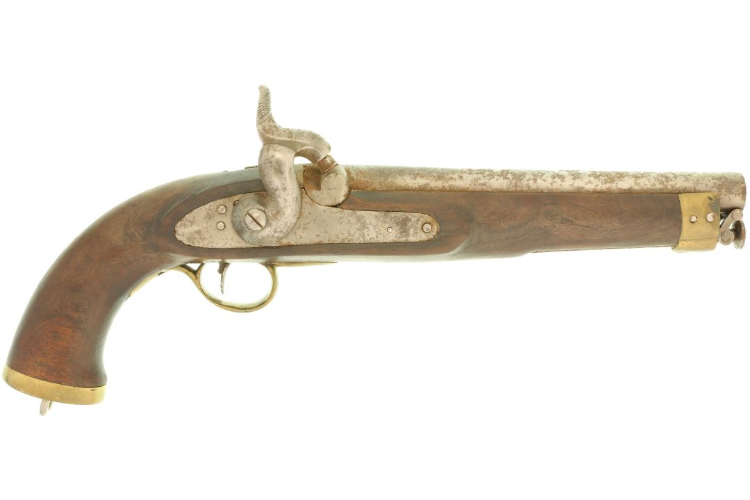 Perkussionspistole der Britisch-Ostindien-Gesellschaft EIC, um 1850, Kal. 17mm