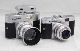 A Voigtlander Vito B with Voigtlander lens hood and a Voigtlander range finder; together with a