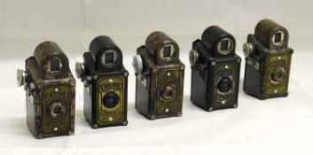 Five Coronet Midget camera's, two black and three brown,(5)