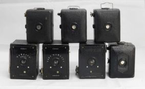 A quantity of box camera's, to include Kodak Baby Hawkeye, Kodak Hawkeye, Kodak Hawkeye Ace, Zeiss