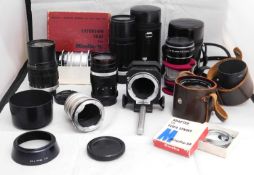 Minolta: a quantity of Minolta lenses and accessories to include a Minolta MC Tele Rokkor-PE f-