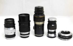 A group of Leica lenses: to include a Leica Hektor serial no. 377248; a Leica Telyt serial no.