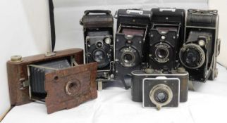 Six camera's: to include a No.2 Hawkette; a Dolland-Owl; two Soho Ltd. Model B camera's; a Foth
