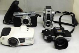 A mixed lot: to include a Minolta APZ Riva Zoom 105i; a Minolta Minoltina-P; a Minolta 110 Zoom SLR;