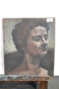 Attributed to Pauline Plummer, a study of a female bust, oil on canvas, unsigned, inscribed P