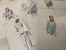 Pauline Plummer, A substantial folder of assorted works on paper mostly life studies in