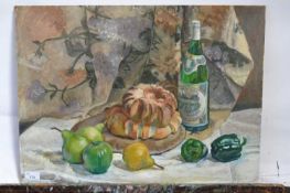 Pauline Plummer, a still life study, oil on board, signed and dated 1991, 61 x 46cm, unframed